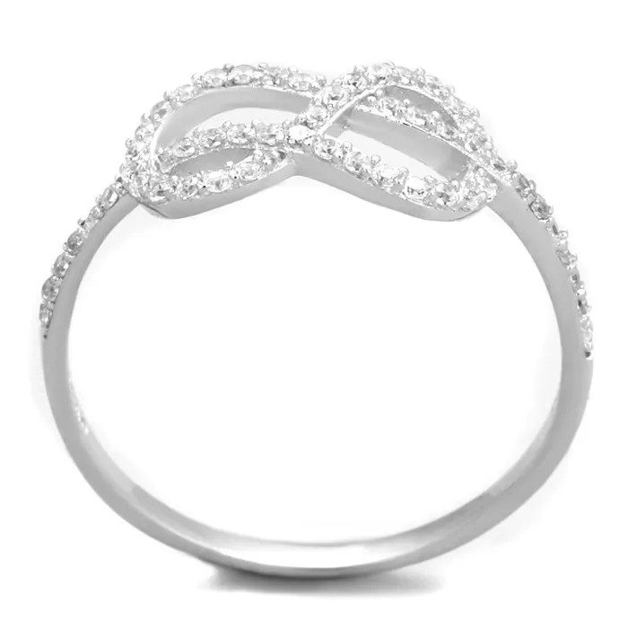 TS360 Rhodium 925 Sterling Silver Ring with AAA Grade CZ in Clear Alamode Rings