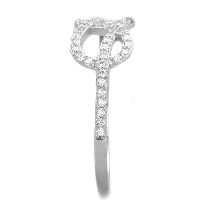 TS360 Rhodium 925 Sterling Silver Ring with AAA Grade CZ in Clear Alamode Rings