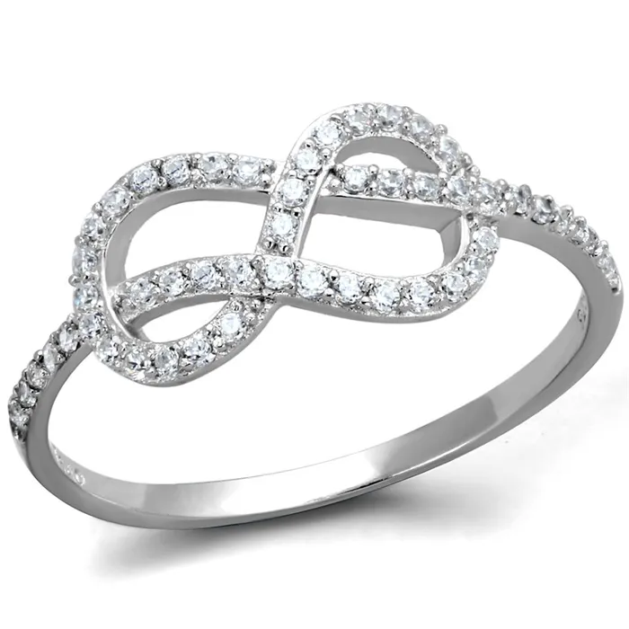 TS360 Rhodium 925 Sterling Silver Ring with AAA Grade CZ in Clear Alamode Rings