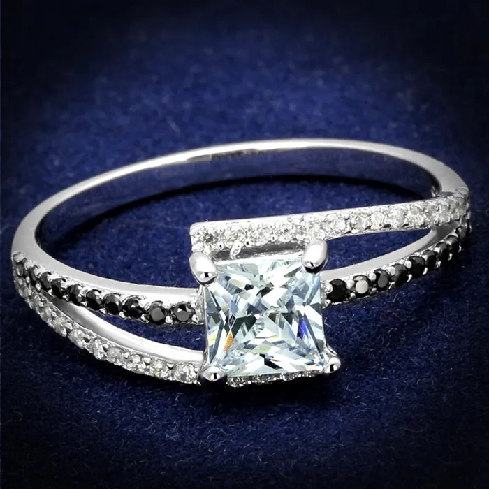 TS488 Rhodium 925 Sterling Silver Ring with AAA Grade CZ in Clear Alamode Rings TS488 Rhodium 925 Sterling Silver Ring with AAA Grade CZ in Clear Alamode Rings