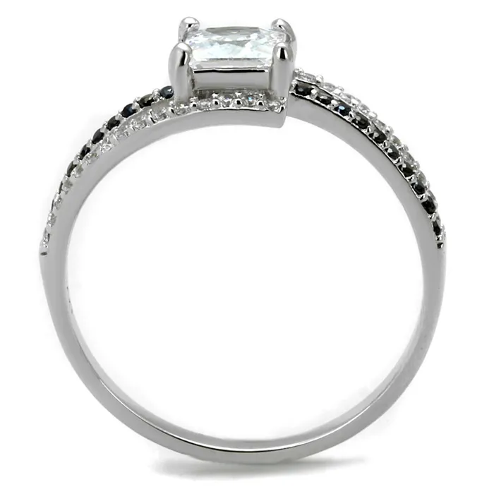 TS488 Rhodium 925 Sterling Silver Ring with AAA Grade CZ in Clear Alamode Rings