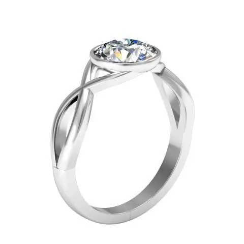 Twisted Bezel Set Solitaire Engagement Ring deBebians Rings