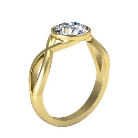 Twisted Bezel Set Solitaire Engagement Ring deBebians Rings