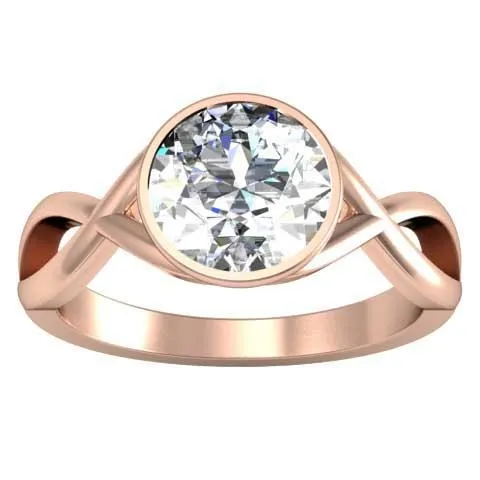 Twisted Bezel Set Solitaire Engagement Ring deBebians Rings