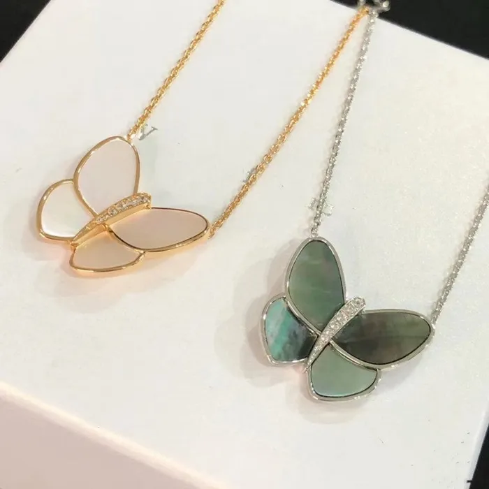 Vanity Butterfly Necklace 925 sterling silver Mother of Pearl High Quality Dupe VVS Jewelry Necklaces