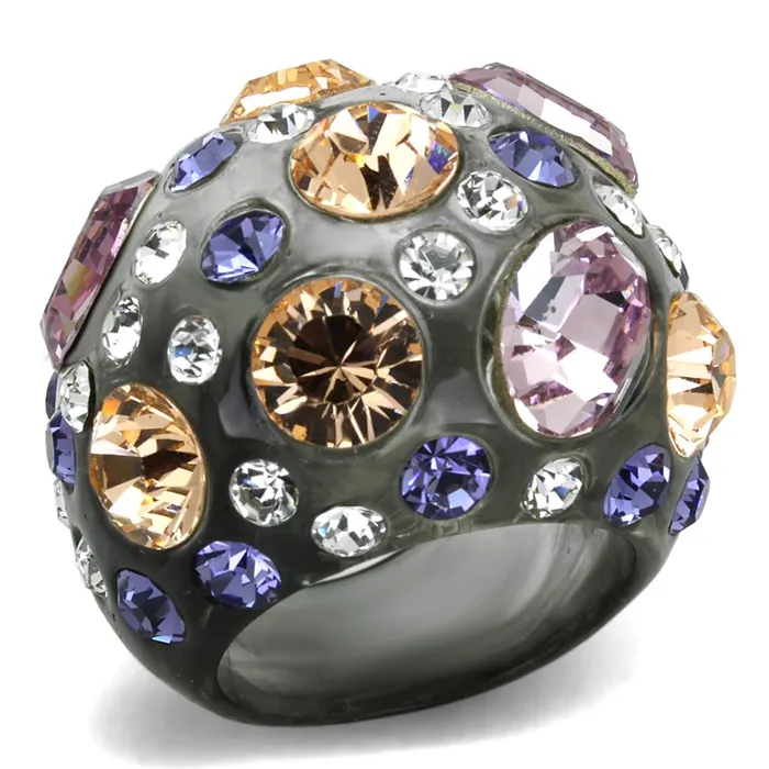 VL114 Resin Ring with Top Grade Crystal in Multi Color Alamode Rings