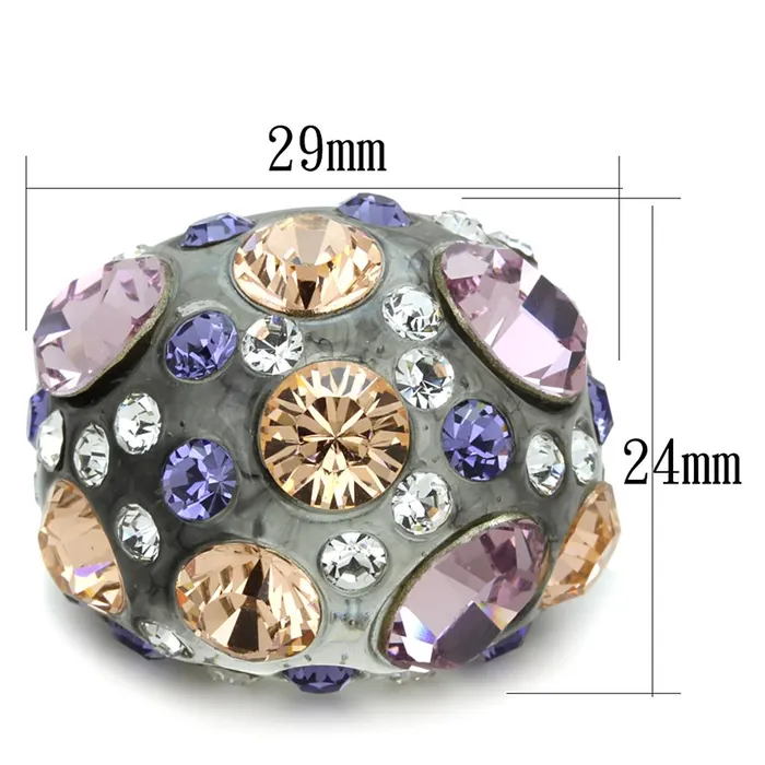 VL114 Resin Ring with Top Grade Crystal in Multi Color Alamode Rings