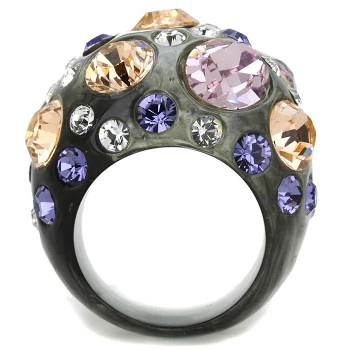 VL114 Resin Ring with Top Grade Crystal in Multi Color Alamode Rings