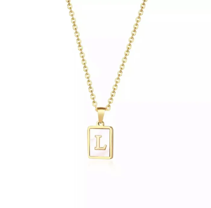 VVS Jewelry Mother Of Pearl Initial Card Necklace Necklaces