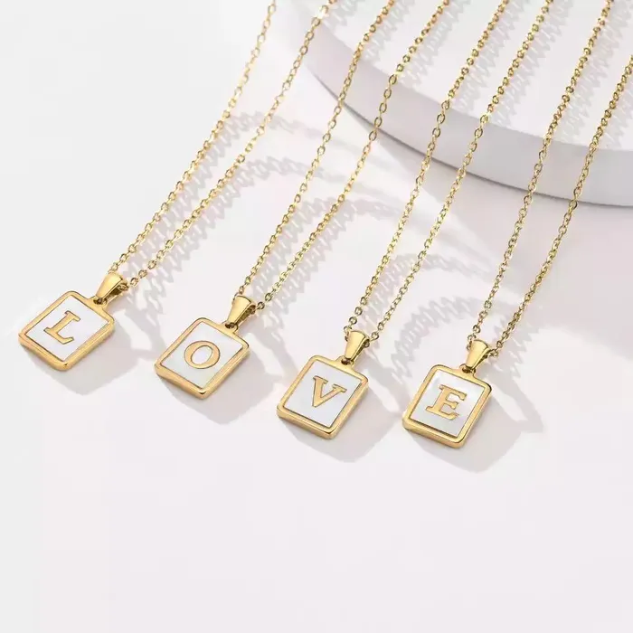 VVS Jewelry Mother Of Pearl Initial Card Necklace Necklaces