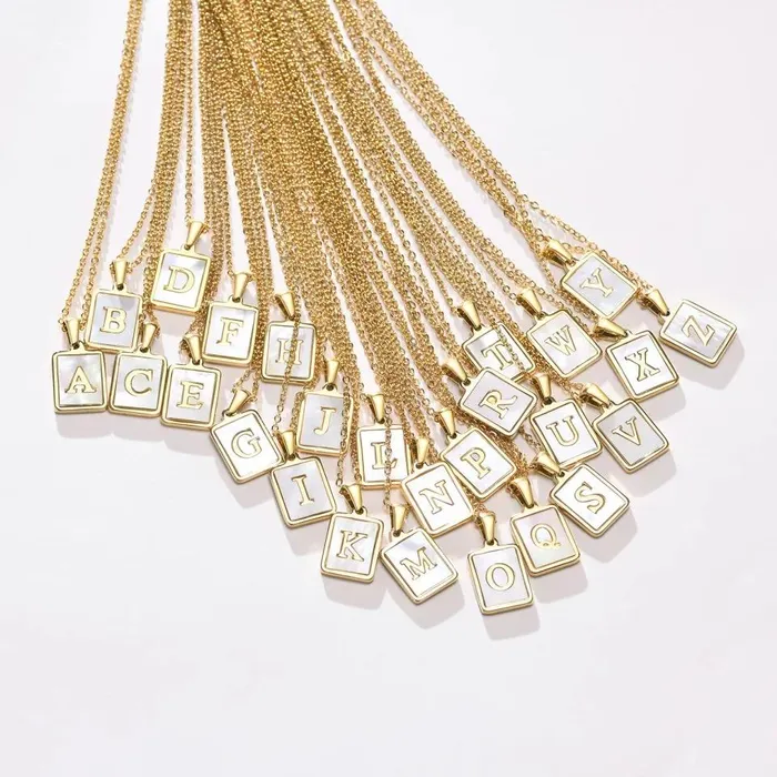 VVS Jewelry Mother Of Pearl Initial Card Necklace Necklaces