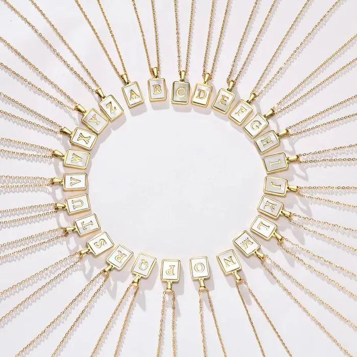 VVS Jewelry Mother Of Pearl Initial Card Necklace Necklaces