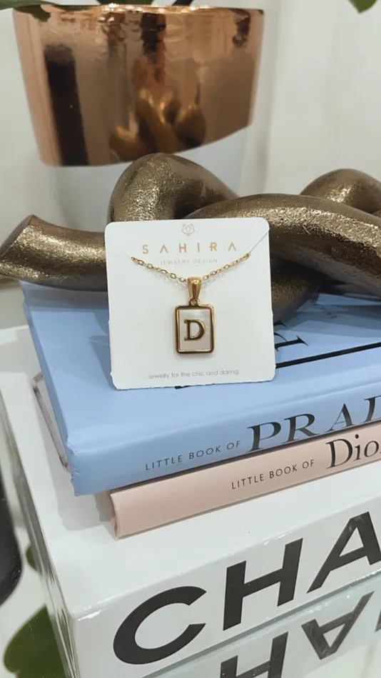 VVS Jewelry Mother Of Pearl Initial Card Necklace Necklaces