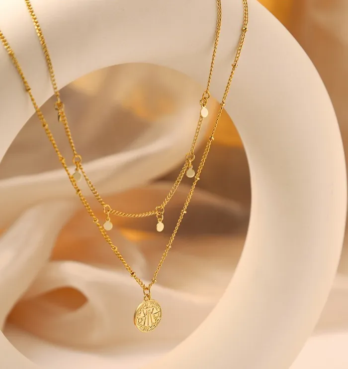 VVS Jewelry Necklaces Arabic Pendant Layered Bead Necklace