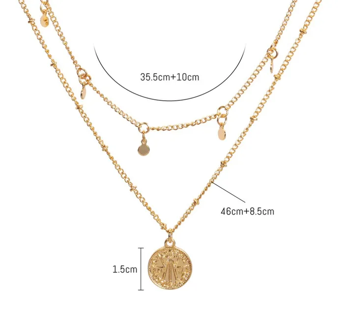 VVS Jewelry Necklaces Arabic Pendant Layered Bead Necklace