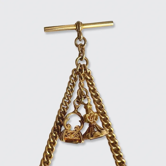 Watches 21stfinds Victorian Watch Chain with Topaz Amethyst Fobs