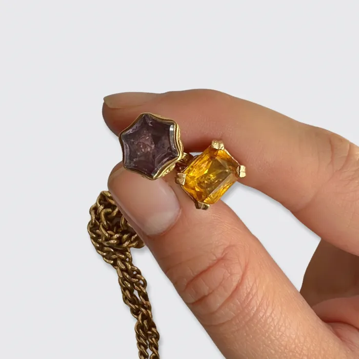 Watches 21stfinds Victorian Watch Chain with Topaz Amethyst Fobs