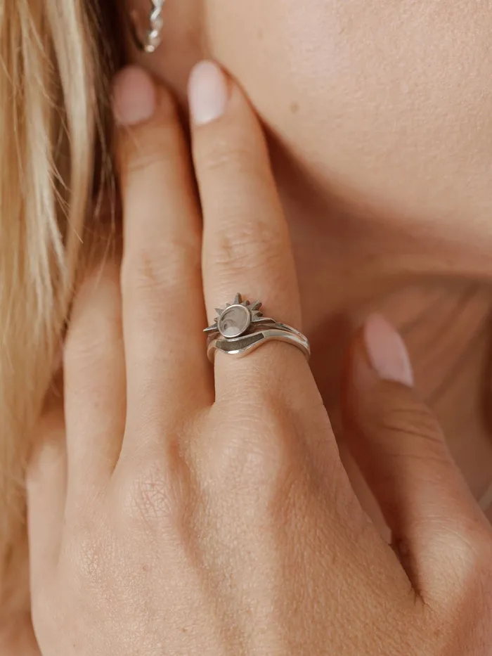 Wave Cremation Ring in 14K White Gold closebymejewelry Rings