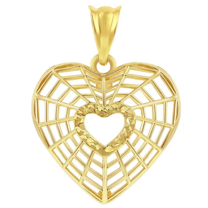 Womens Pendant 14K Yellow Gold CutOut Heart 14J213 Classic Necklaces