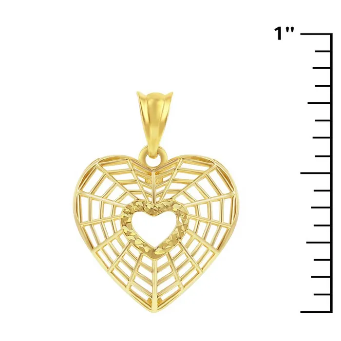 Womens Pendant 14K Yellow Gold CutOut Heart 14J213 Classic Necklaces