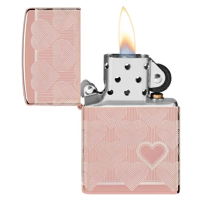 Zippo Necklaces Zippo Windproof Lighter Heart Design High Polish Rose Gold 49811