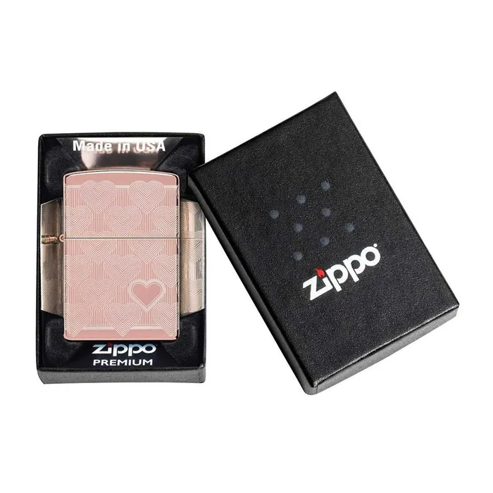 Zippo Necklaces Zippo Windproof Lighter Heart Design High Polish Rose Gold 49811