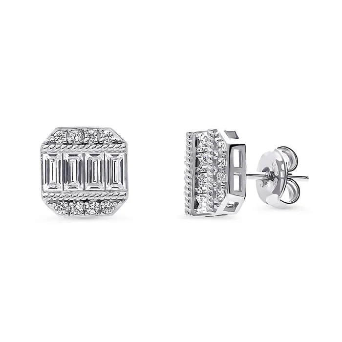 Art Deco CZ Stud Earrings in Sterling Silver BERRICLE Earrings
