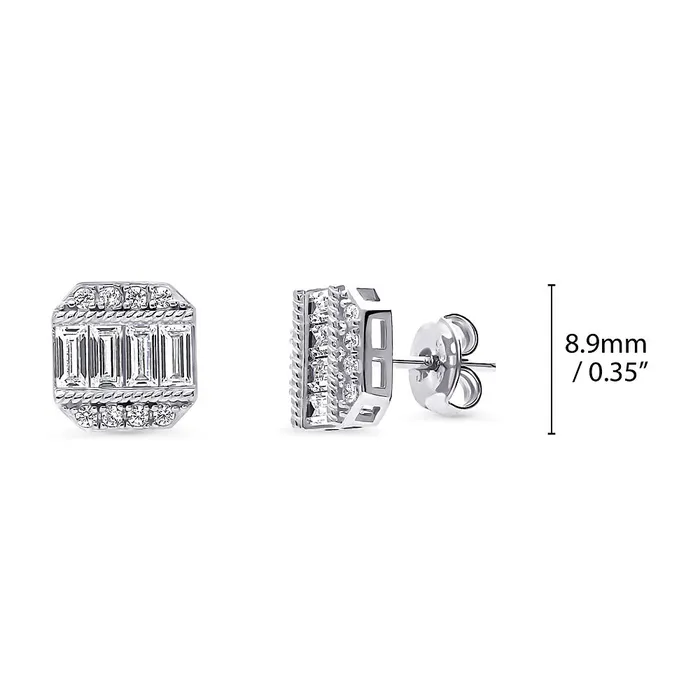 Art Deco CZ Stud Earrings in Sterling Silver BERRICLE Earrings