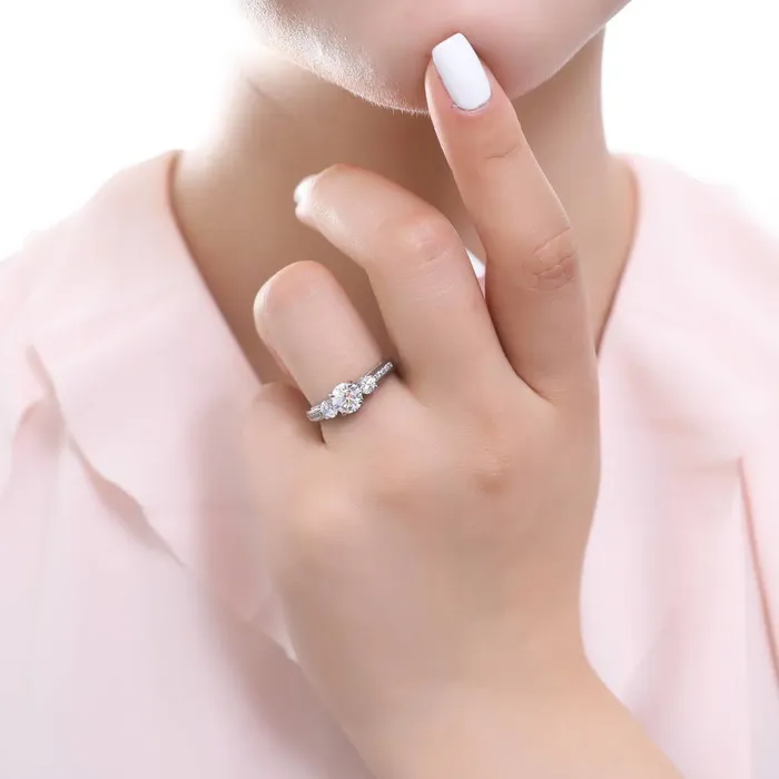 BERRICLE 3Stone 1ct CZ Ring Set in Sterling Silver Rings