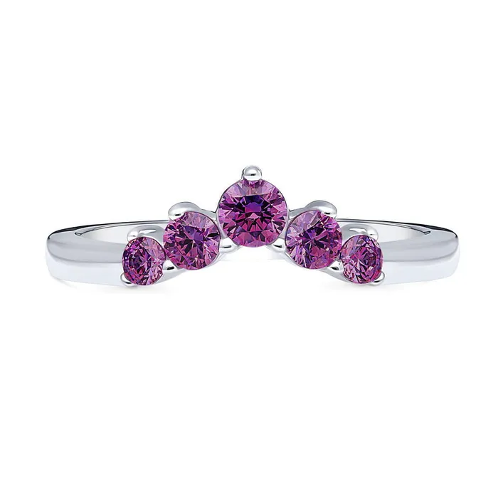 BERRICLE 5Stone Wishbone CZ Stackable Band in Sterling Silver Rings