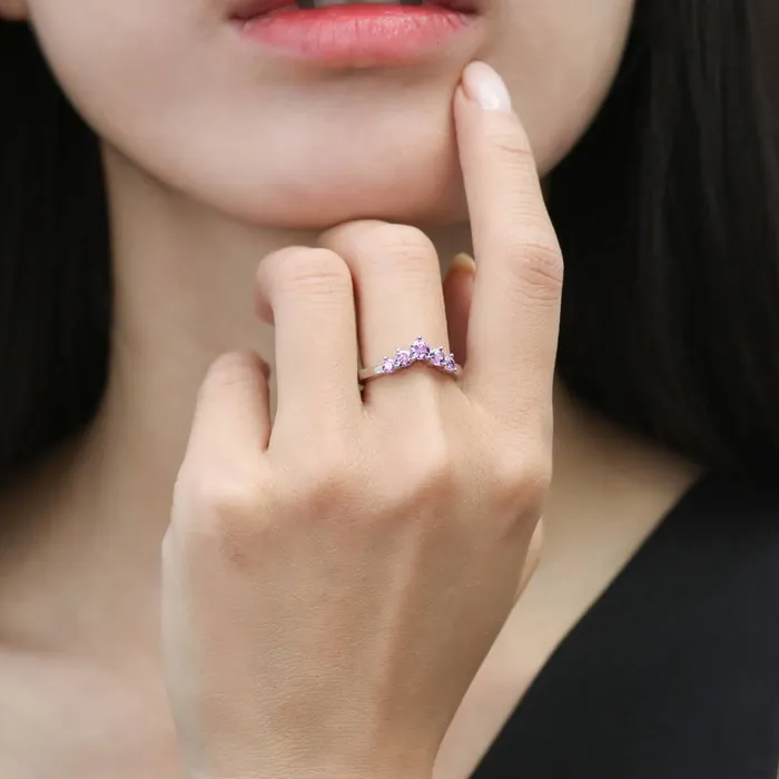 BERRICLE 5Stone Wishbone CZ Stackable Band in Sterling Silver Rings