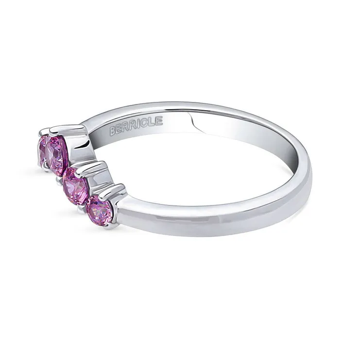 BERRICLE 5Stone Wishbone CZ Stackable Band in Sterling Silver Rings