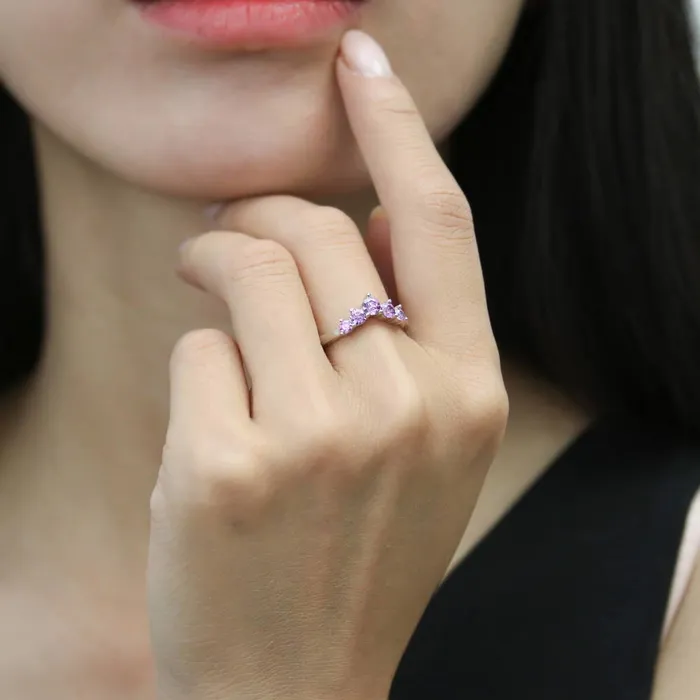 BERRICLE 5Stone Wishbone CZ Stackable Band in Sterling Silver Rings