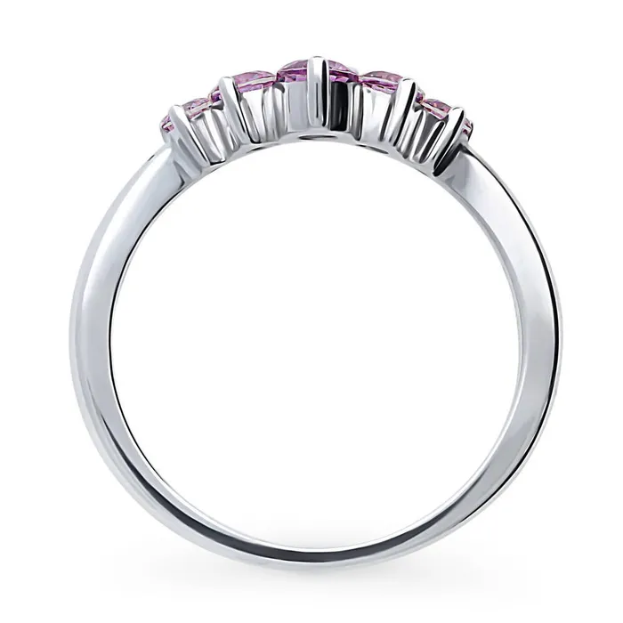 BERRICLE 5Stone Wishbone CZ Stackable Band in Sterling Silver Rings