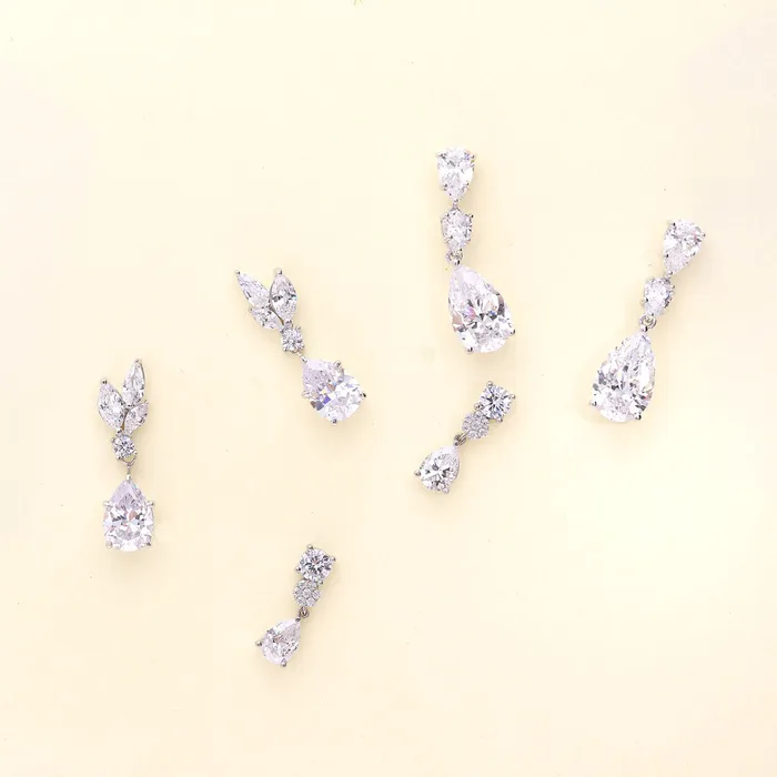 BERRICLE Earrings 3Stone Graduated 58ct Pear CZ Earrings in Sterling Silver