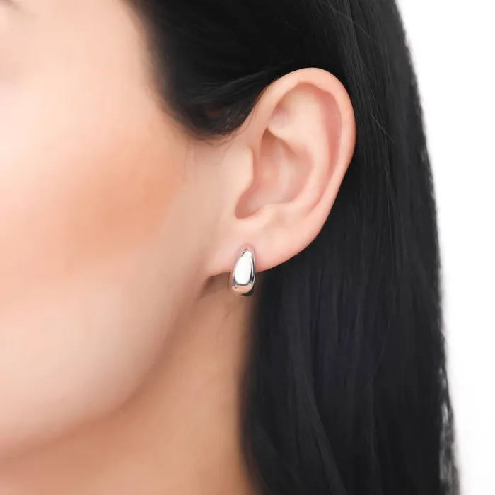 BERRICLE Earrings Dome Heart 2 Pairs Earrings Set in Sterling Silver