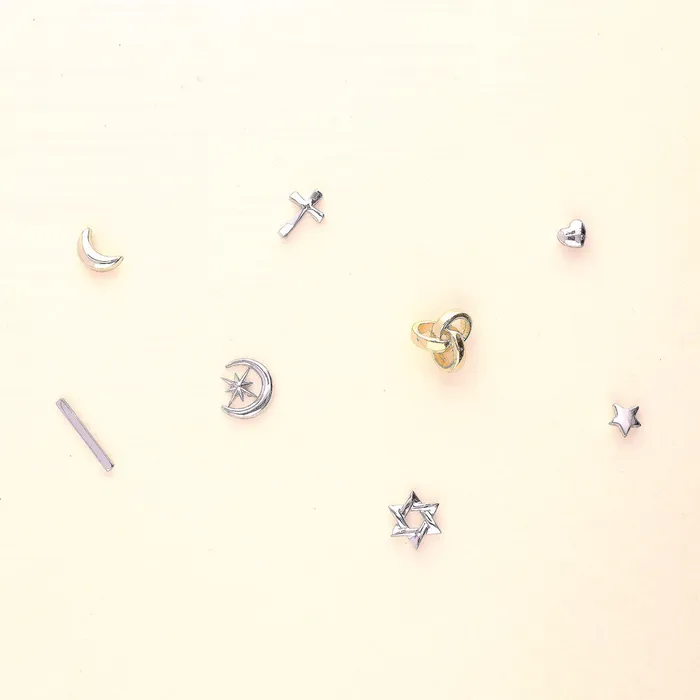BERRICLE Earrings Dome Heart 2 Pairs Earrings Set in Sterling Silver