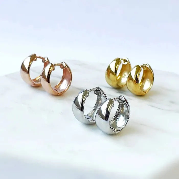 BERRICLE Earrings Dome Heart 2 Pairs Earrings Set in Sterling Silver