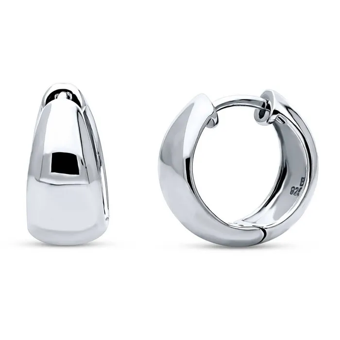 BERRICLE Earrings Dome Heart 2 Pairs Earrings Set in Sterling Silver