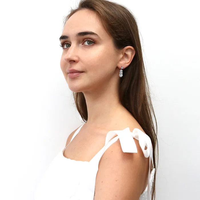 BERRICLE Earrings Graduated Halo CZ Earrings in Sterling Silver