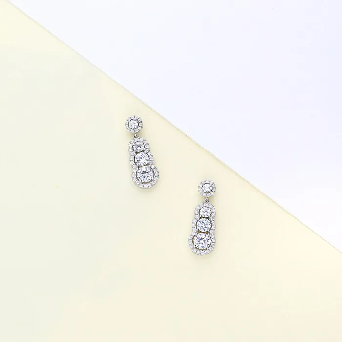 BERRICLE Earrings Graduated Halo CZ Earrings in Sterling Silver