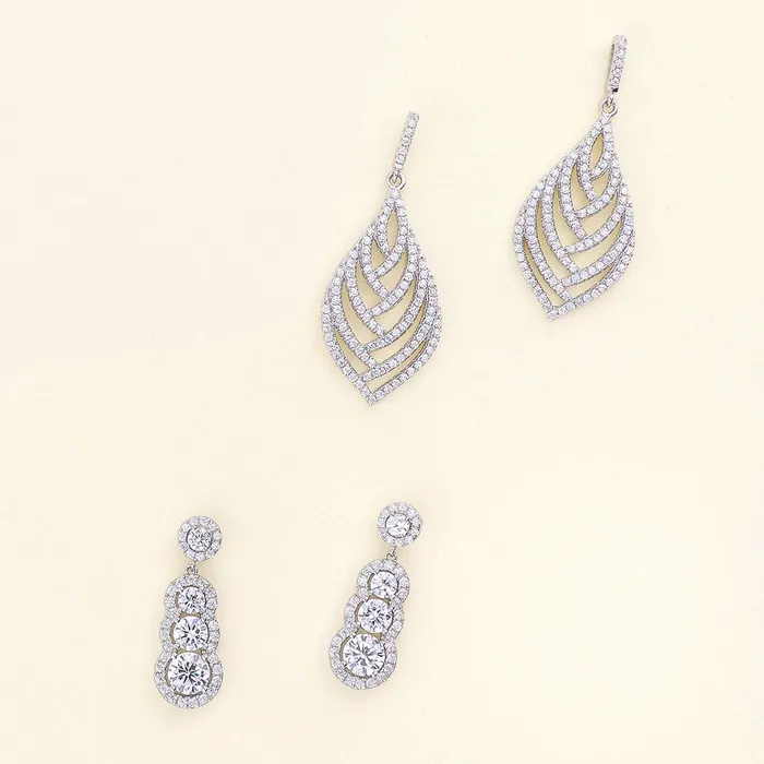 BERRICLE Earrings Graduated Halo CZ Earrings in Sterling Silver