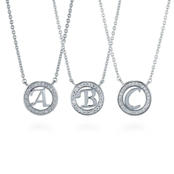 BERRICLE Necklaces Initial Letter CZ Necklace in Sterling Silver