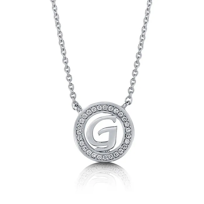 BERRICLE Necklaces Initial Letter CZ Necklace in Sterling Silver