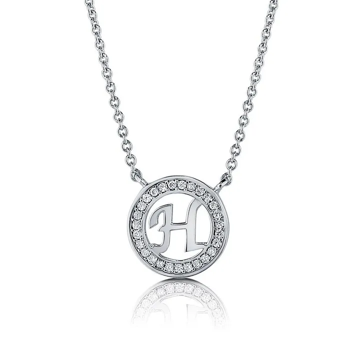 BERRICLE Necklaces Initial Letter CZ Necklace in Sterling Silver