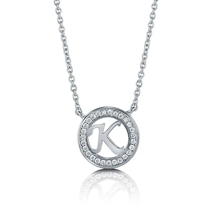 BERRICLE Necklaces Initial Letter CZ Necklace in Sterling Silver