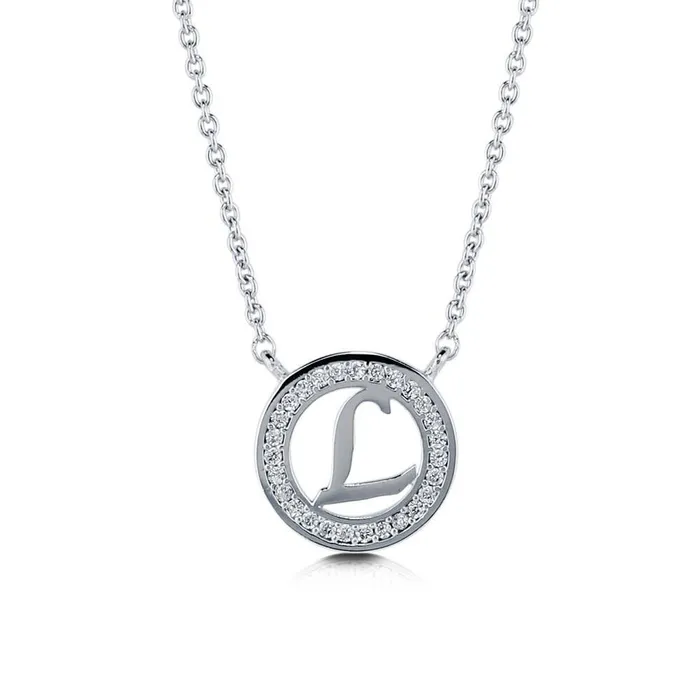 BERRICLE Necklaces Initial Letter CZ Necklace in Sterling Silver