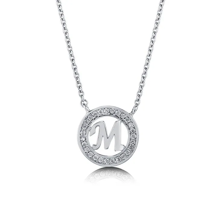 BERRICLE Necklaces Initial Letter CZ Necklace in Sterling Silver