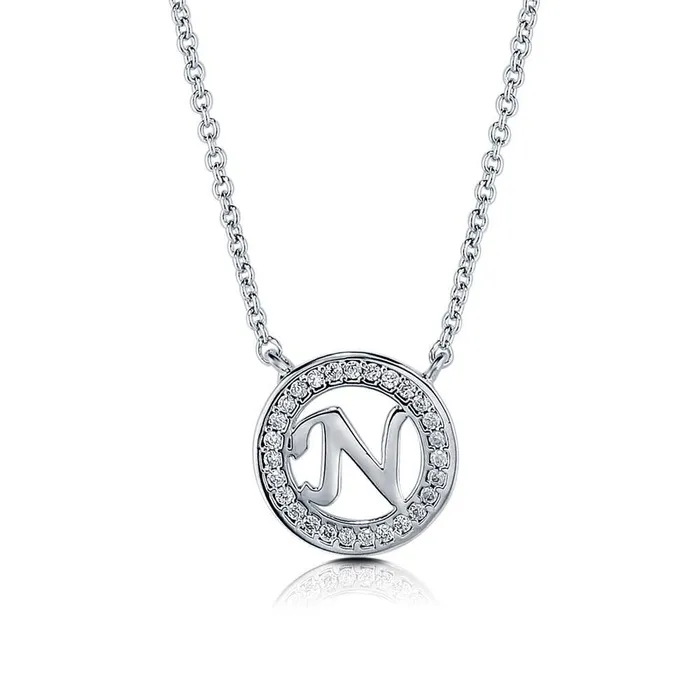 BERRICLE Necklaces Initial Letter CZ Necklace in Sterling Silver
