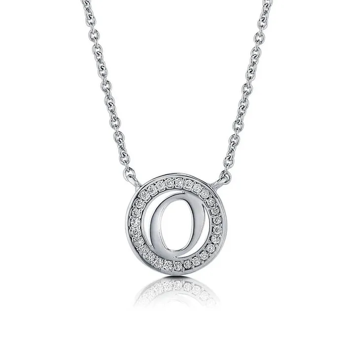 BERRICLE Necklaces Initial Letter CZ Necklace in Sterling Silver